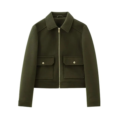 Beatrice | Women's Cropped Zip Up Bomber Jacket