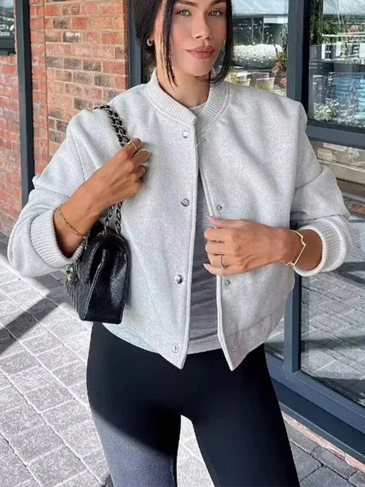 Abigail | Women's Cropped Button Front Bomber Jacket