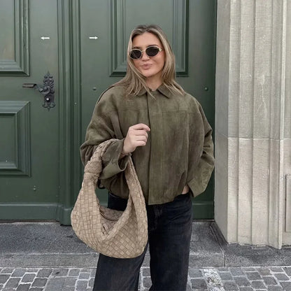 Bella | Women's Oversized Cropped Bomber Jacket